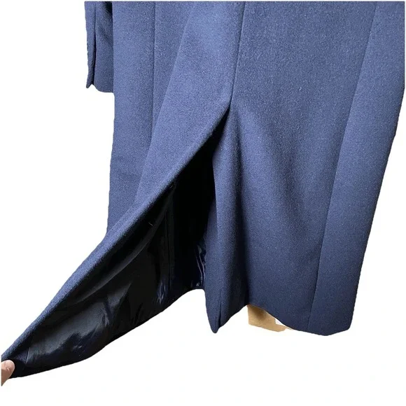 Lauren Ralph Lauren Trech Coat Womens Petite Medium Blue Wool Cashmere Blend - Picture 4 of 10